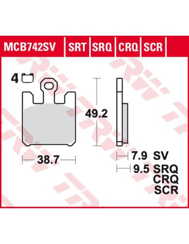 TRW LUCAS ZF KLOCKI HAMULCOWE KH369/4 SINTER ROAD/TRACK KAWASAKI ZX-6RR 600, ZX-6R 636 '03-'06, ZX-10R '04-'07, ZX-12R '04-'06,