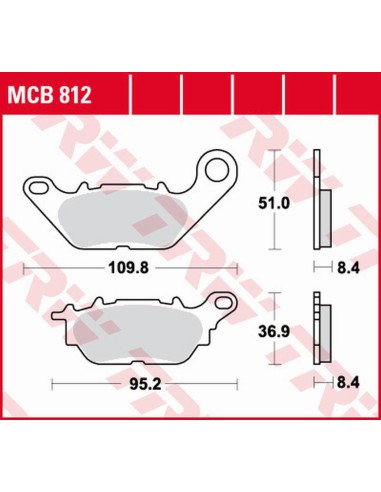 TRW LUCAS ZF KLOCKI HAMULCOWE KH464 ORGANIC YAMAHA DELIGHT 115 '13-'16, GPD/LTS/YS 125 '16-, YBR 125 '08-'16, CRYPTON/SNIPER 135