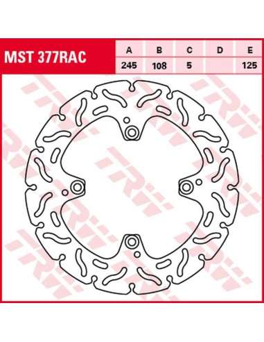 TRW LUCAS ZF TARCZA HAMULCOWA TYŁ DUCATI HYPERMOTARD 796 '10-'12, MONSTER 800 '05-'07, 848 EVO '10-'13, MONSTER 996 '04-'06,