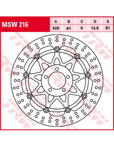 TRW LUCAS ZF TARCZA HAMULCOWA PRZÓD KAWASAKI ZX-7R/RR '96-'02, ZXR 750 '91-'95, ZX-9R '94-'04, ZZR 1100 '93-'01, ZX-12R '00-'03,