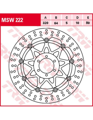 TRW LUCAS ZF TARCZA HAMULCOWA PRZÓD YAMAHA YZF 750R/SP '93-'98, FZR 1000 GENESIS EXUP '94-'95 (320X64X5MM)