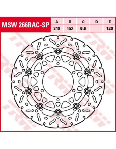 TRW LUCAS ZF TARCZA HAMULCOWA PRZÓD SUZUKI GSX-R 600 '08-'16, GSX-R 750 '08-'16, GSX-R 1000 '07-'16 (310X102X5,5MM) WAVE