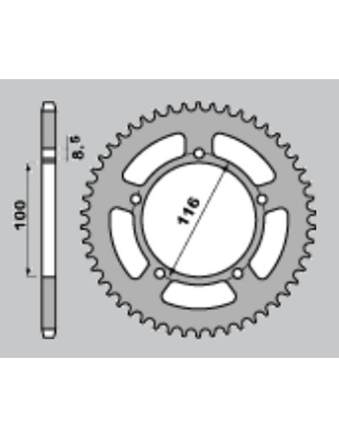 GROSSKOPF PROMOCJA ZĘBATKA TYLNA ALUMINIOWA KOLOR ZIELONY 464 51 KAWASAKI KX 60 '83-'03, KX 80 '83-'85, SUZUKI RM 60 K3 '03