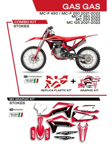 UFO KOMPLET PLASTIKÓW GGKIT702062 PLUS KOMPLET NAKLEJEK (OKLEIN) GAS GAS MC 125 '21-'22 MC 250 '22 MCF 250/350/450 '21-'22 W