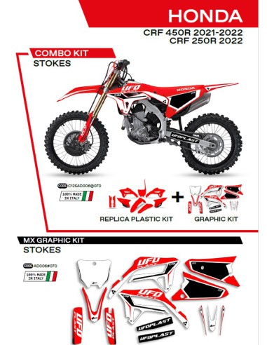 UFO KOMPLET PLASTIKÓW HOKIT125070 PLUS KOMPLET NAKLEJEK (OKLEIN) HONDA CRF 250R '22 CRF 450 '21-'22 W ZESTAWIE PRZEDNIA TABLICA