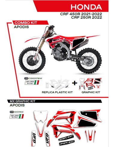 UFO KOMPLET PLASTIKÓW HOKIT125041 PLUS KOMPLET NAKLEJEK (OKLEIN) HONDA CRF 250R '22 CRF 450 '21-'22 W ZESTAWIE PRZEDNIA TABLICA