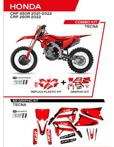 UFO KOMPLET PLASTIKÓW HOKIT125070 PLUS KOMPLET NAKLEJEK (OKLEIN) HONDA CRF 250R '22 CRF 450 '21-'22 W ZESTAWIE PRZEDNIA TABLICA