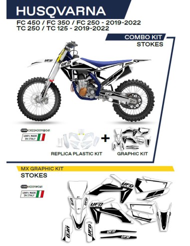 UFO KOMPLET PLASTIKÓW HUKIT622041 PLUS KOMPLET NAKLEJEK (OKLEIN) HUSQVARNA TC 125/250 '19-'22 FC 250/350/450 '19-'22 W ZESTAWIE