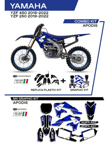 UFO KOMPLET PLASTIKÓW YAKIT321001 PLUS KOMPLET NAKLEJEK (OKLEIN) YAMAHA YZF 250 '19-'22 YZF 450 '18-'22 W ZESTAWIE PRZEDNIA