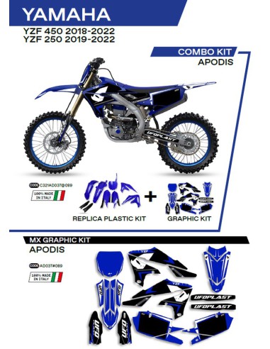 UFO KOMPLET PLASTIKÓW YAKIT321089 PLUS KOMPLET NAKLEJEK (OKLEIN) YAMAHA YZF 250 '19-'22 YZF 450 '18-'22 W ZESTAWIE PRZEDNIA