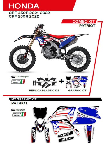 UFO KOMPLET PLASTIKÓW HOKIT125001 PLUS KOMPLET NAKLEJEK (OKLEIN) HONDA CRF 250R '22 CRF 450 '21-'22 W ZESTAWIE PRZEDNIA TABLICA