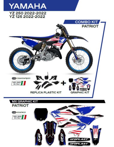 UFO KOMPLET PLASTIKÓW YAKIT324001 PLUS KOMPLET NAKLEJEK (OKLEIN) YAMAHA YZ 125/250 '22 W ZESTAWIE PRZEDNIA TABLICA (YA04860)