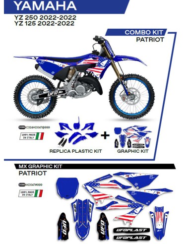 UFO KOMPLET PLASTIKÓW YAKIT324999 PLUS KOMPLET NAKLEJEK (OKLEIN) YAMAHA YZ 125/250 '22 W ZESTAWIE PRZEDNIA TABLICA (YA04860)