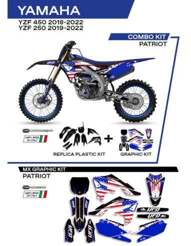 UFO KOMPLET PLASTIKÓW YAKIT321001 PLUS KOMPLET NAKLEJEK (OKLEIN) YAMAHA YZF 250 '19-'22 YZF 450 '18-'22 W ZESTAWIE PRZEDNIA