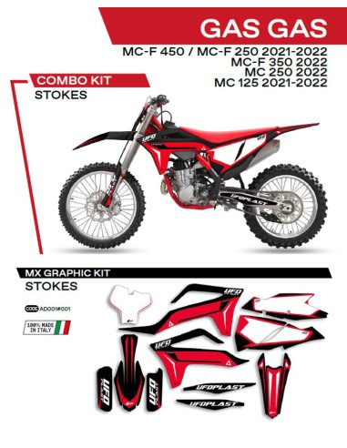 UFO KOMPLET NAKLEJEK (OKLEIN) GAS GAS MC 125 '21-'22 MC 250 '22 MCF 250/350/450 '21-'22 STOKES KOLOR CZARNY - WYPRZEDAŻ