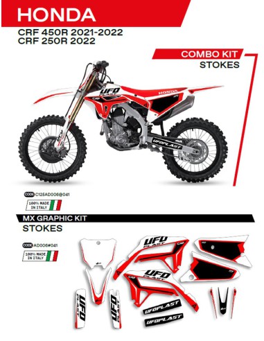 UFO KOMPLET NAKLEJEK (OKLEIN) HONDA CRF 250R '22 CRF 450R '21-'22 STOKES KOLOR BIAŁY - WYPRZEDAŻ