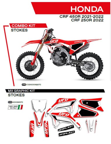 UFO KOMPLET NAKLEJEK (OKLEIN) HONDA CRF 250R '22 CRF 450R '21-'22 STOKES KOLOR CZERWONY - WYPRZEDAŻ