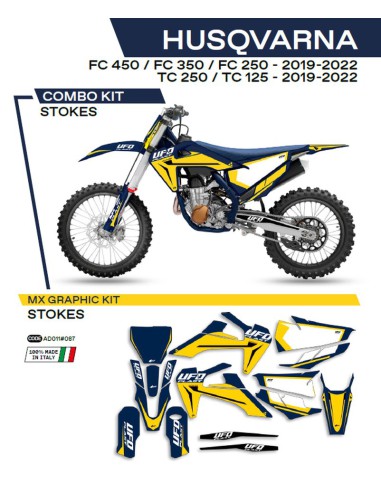 UFO KOMPLET NAKLEJEK (OKLEIN) HUSQVARNA TC 125/250 '19-'22 FC 250/350/450 '19-'22 STOKES KOLOR NIEBIESKI - WYPRZEDAŻ