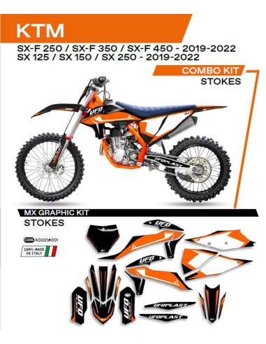 UFO KOMPLET NAKLEJEK (OKLEIN) KTM SX/SXF 125/150/250/350/450 '19-'22 STOKES KOLOR CZARNY - WYPRZEDAŻ