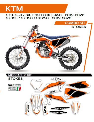 UFO KOMPLET NAKLEJEK (OKLEIN) KTM SX/SXF 125/150/250/350/450 '19-'22 STOKES KOLOR BIAŁY - WYPRZEDAŻ