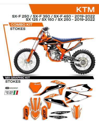 UFO KOMPLET NAKLEJEK (OKLEIN) KTM SX/SXF 125/150/250/350/450 '19-'22 STOKES KOLOR POMARAŃCZOWY - WYPRZEDAŻ