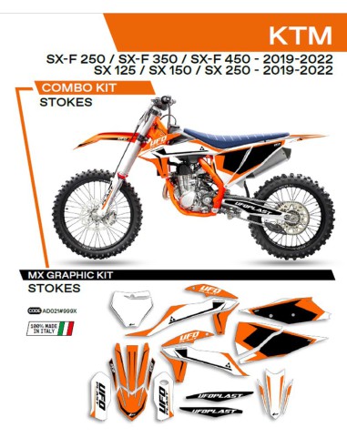 UFO KOMPLET NAKLEJEK (OKLEIN) KTM SX/SXF 125/150/250/350/450 '19-'22 STOKES KOLOR OEM (POMARAŃCZOWY/CZARNY/BIAŁY) - WYPRZEDAŻ