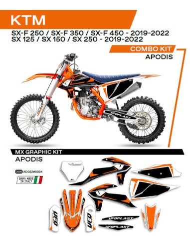 UFO KOMPLET NAKLEJEK (OKLEIN) KTM SX/SXF 125/150/250/350/450 '19-'22 APODIS KOLOR OEM (POMARAŃCZOWY/BIAŁY/CZARNY) - WYPRZEDAŻ