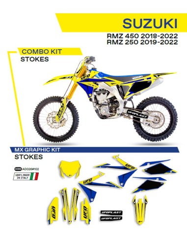 UFO KOMPLET NAKLEJEK (OKLEIN) SUZUKI RMZ 250 '19-'22 RMZ 450 '18-'22 STOKES KOLOR ŻÓŁTY - WYPRZEDAŻ