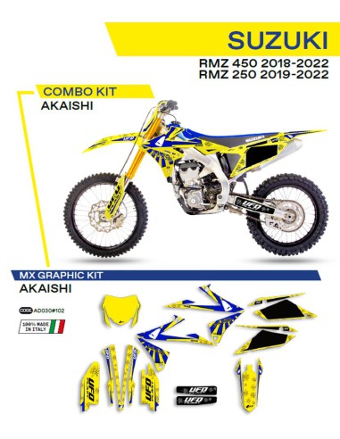 UFO KOMPLET NAKLEJEK (OKLEIN) SUZUKI RMZ 250 '19-'22 RMZ 450 '18-'22 AKAISHI KOLOR ŻÓŁTY - WYPRZEDAŻ