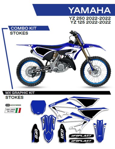 UFO KOMPLET NAKLEJEK (OKLEIN) YAMAHA YZ 125/250 '22 STOKES KOLOR OEM (NIEBIESKI/CZARNY/BIAŁY) - WYPRZEDAŻ