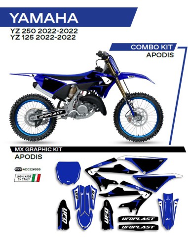 UFO KOMPLET NAKLEJEK (OKLEIN) YAMAHA YZ 125/250 '22 APODIS KOLOR OEM (NIEBIESKI/BIAŁY/CZARNY) - WYPRZEDAŻ