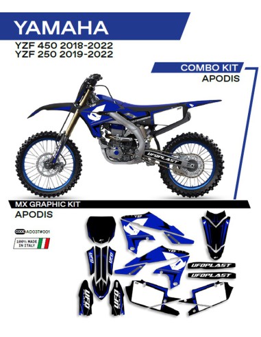 UFO KOMPLET NAKLEJEK (OKLEIN) YAMAHA YZF 250 '19-'22 YZF 450 '18-'22 APODIS KOLOR CZARNY - WYPRZEDAŻ