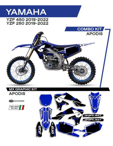 UFO KOMPLET NAKLEJEK (OKLEIN) YAMAHA YZF 250 '19-'22 YZF 450 '18-'22 APODIS KOLOR NIEBIESKI - WYPRZEDAŻ