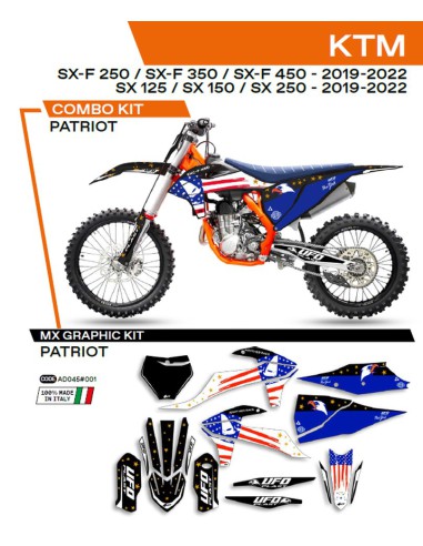 UFO KOMPLET NAKLEJEK (OKLEIN) KTM SX/SXF 125/150/250/350/450 '19-'22 PATRIOT KOLOR CZARNY - WYPRZEDAŻ