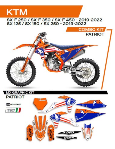 UFO KOMPLET NAKLEJEK (OKLEIN) KTM SX/SXF 125/150/250/350/450 '19-'22 PATRIOT KOLOR POMARAŃCZOWY - WYPRZEDAŻ