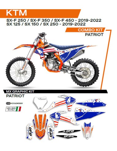 UFO KOMPLET NAKLEJEK (OKLEIN) KTM SX/SXF 125/150/250/350/450 '19-'22 PATRIOT KOLOR OEM (BIAŁY/NIEBIESKI) - WYPRZEDAŻ