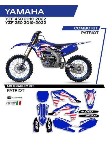 UFO KOMPLET NAKLEJEK (OKLEIN) YAMAHA YZF 250 '19-'22 YZF 450 '18-'22 PATRIOT KOLOR NIEBIESKI - WYPRZEDAŻ