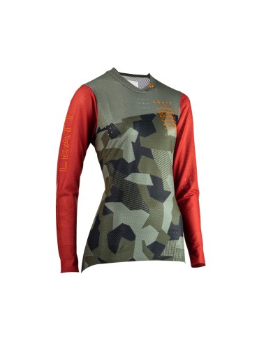 LEATT KOSZULKA ROWEROWA (DAMSKA) MTB GRAVITY 4.0 JERSEY CAMO KOLOR ZIELONY/BORDOWY ROZMIAR M