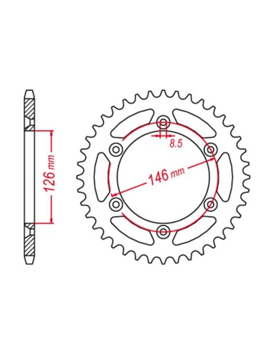 GROSSKOPF PROMOCJA ZĘBATKA TYLNA ALUMINIOWA KOLOR CZARNY 808 47 SUZUKI DRZ 400 '00-'20, RM 125/250, RMZ 250/450 (JTR808.47)