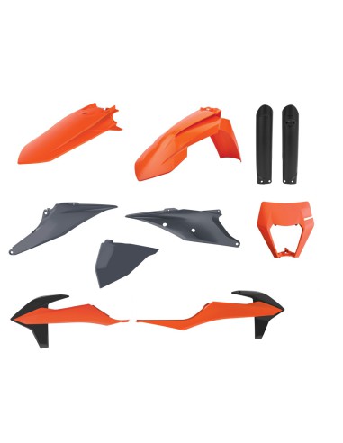 POLISPORT KOMPLET PLASTIKÓW (FULL KIT) KTM EXC/EXC-F TPI '20-'23 W ZESTAWIE OSŁONA LAMPY (8668600002) I OSŁONY AMORTYZATORÓW