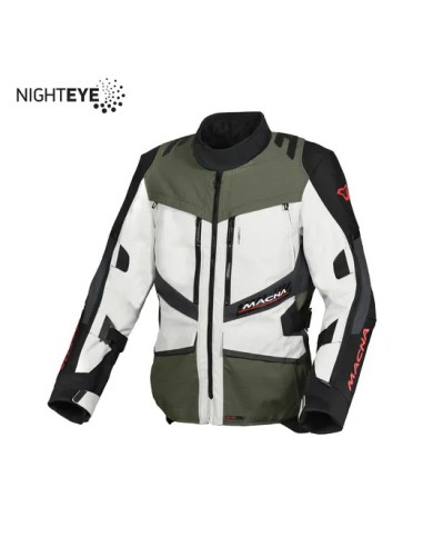 MACNA WYPRZEDAŻ KURTKA DOMANE MOTORCYCLE JACKET LIGHT GREY/GREEN/BLACK KOLOR JASNY SZARY/ZIELONY/CZARNY ROZMIAR L