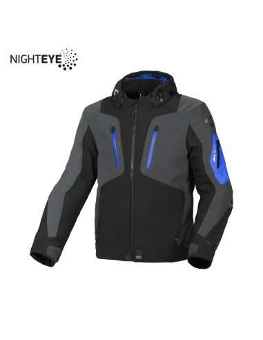 MACNA WYPRZEDAŻ KURTKA Z KAPTUREM ANGLE MOTORCYCLE JACKET BLACK/DARK GREY/BLUE KOLOR CZARNY/GRAFITOWY/NIEBIESKI ROZMIAR L