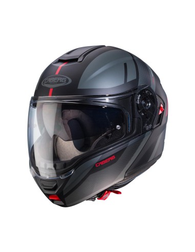 CABERG KASK SZCZĘKOWY FLIP-UP MODEL LEVO X MANTA KOLOR CZARNY MAT/SZARY/CZERWONY ROZMIAR L (PINLOCK W ZESTAWIE)