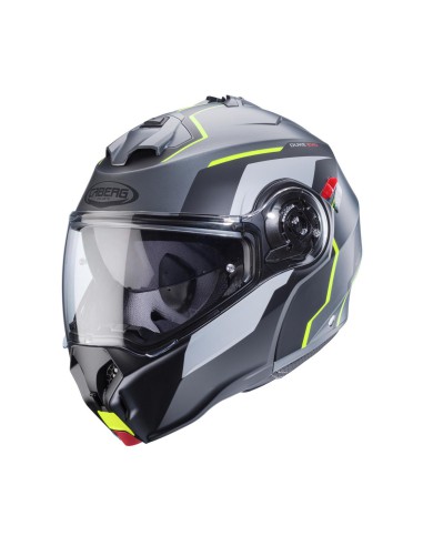 CABERG KASK SZCZĘKOWY FLIP-UP MODEL DUKE EVO MOVE KOLOR SZARY MAT/CZARNY/ŻÓŁTY FLUO ROZMIAR S (PINLOCK W ZESTAWIE)