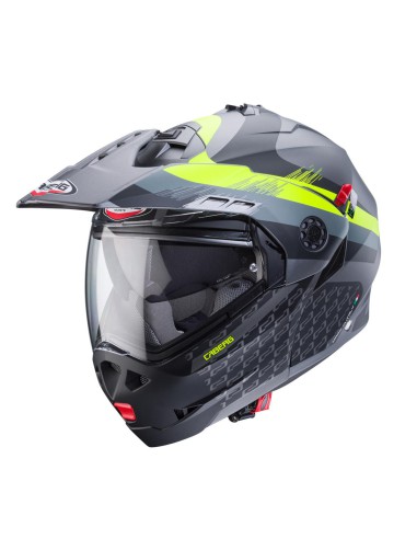 CABERG KASK SZCZĘKOWY FLIP-UP ENDURO MODEL TOURMAX X SARABE KOLOR SZARY MAT/CZARNY/ŻÓŁTY FLUO ROZMIAR M (PINLOCK W ZESTAWIE)