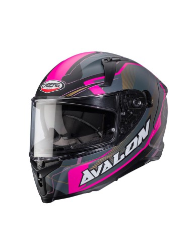 CABERG KASK INTEGRALNY AVALON X OPTIC KOLOR CZARNY MAT/SZARY/FUKSJA (INTENSYWNY ODCIEŃ RÓŻOWEGO) ROZMIAR M