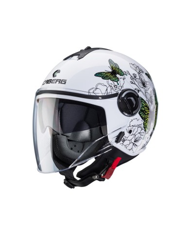 CABERG KASK OTWARTY JET Z BLENDĄ MODEL RIVIERA V4X MUSE KOLOR ŻÓŁTY/ZIELONY (MOTYLE/KWIATY) ROZMIAR XS