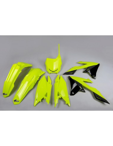 UFO KOMPLET PLASTIKÓW SUZUKI RMZ 250 '19-'24, RMZ 450 '18-'24 KOLOR ŻÓŁTY FLUO (SU418DFLU)