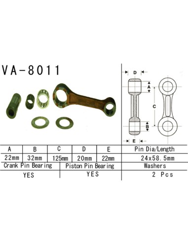 VESRAH KORBOWÓD KAWASAKI KX 250 (KX250) '78-'08, KDX 250 (KDX250) '91-'94 (VA8011) (MADE IN JAPAN)