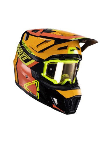 LEATT NOWOŚĆ KASK MOTO 7.5 V24 (+GOGLE VELOCITY 4.5 GRATIS) HELMET KIT CITRUS KOLOR CZARNY/POMARAŃCZOWY/ŻÓŁTY FLUO ROZMIAR M